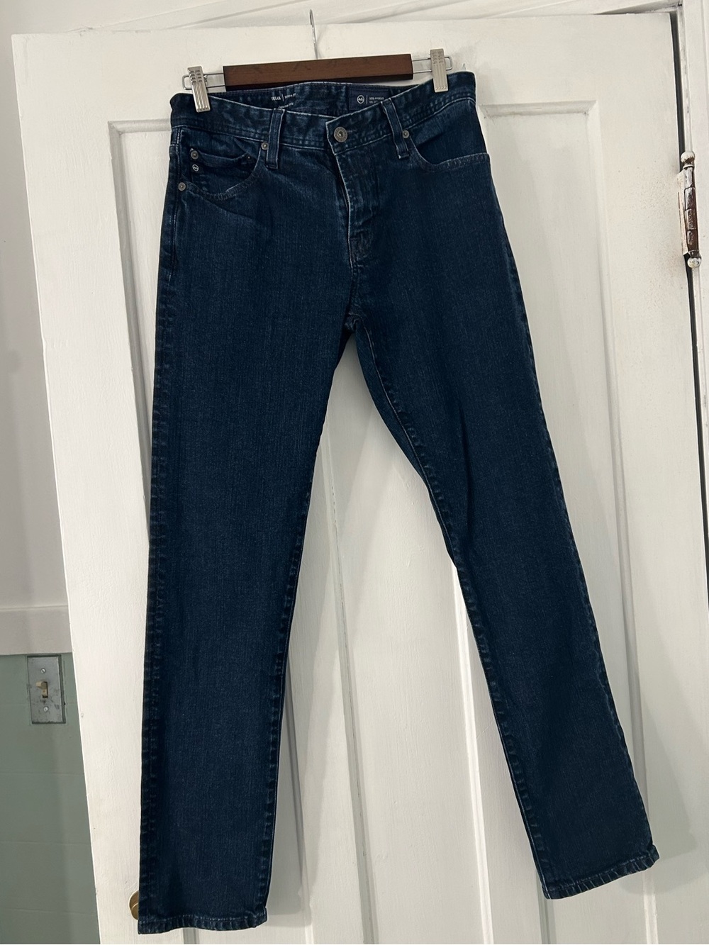Ag Adriano Goldschmied Dark Blue Straight-Leg Jeans